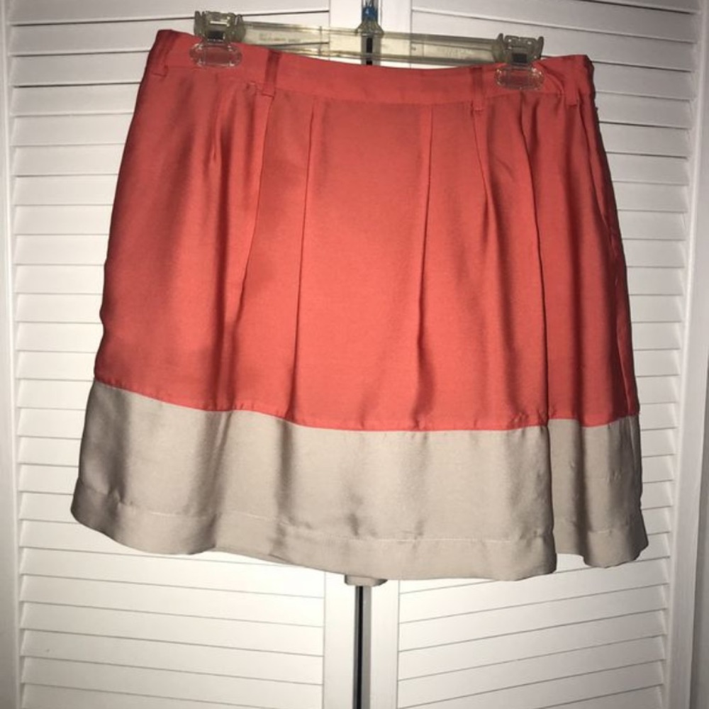 Silk block color mini skirt
